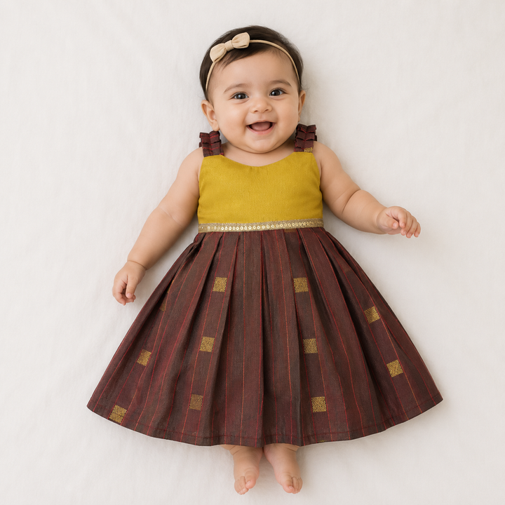 Yamini- Tissue Burgundy Frock Minipattu