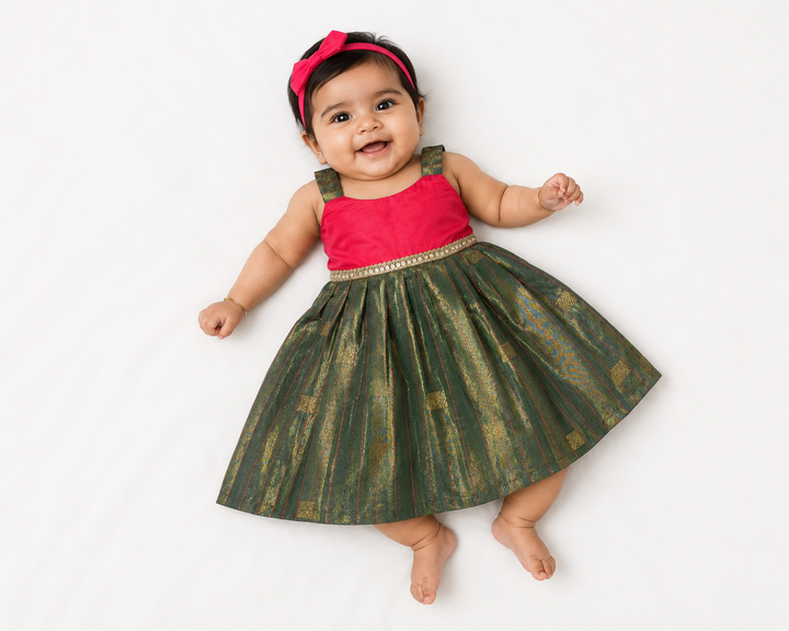 Yamini - Red Green Frock Minipattu