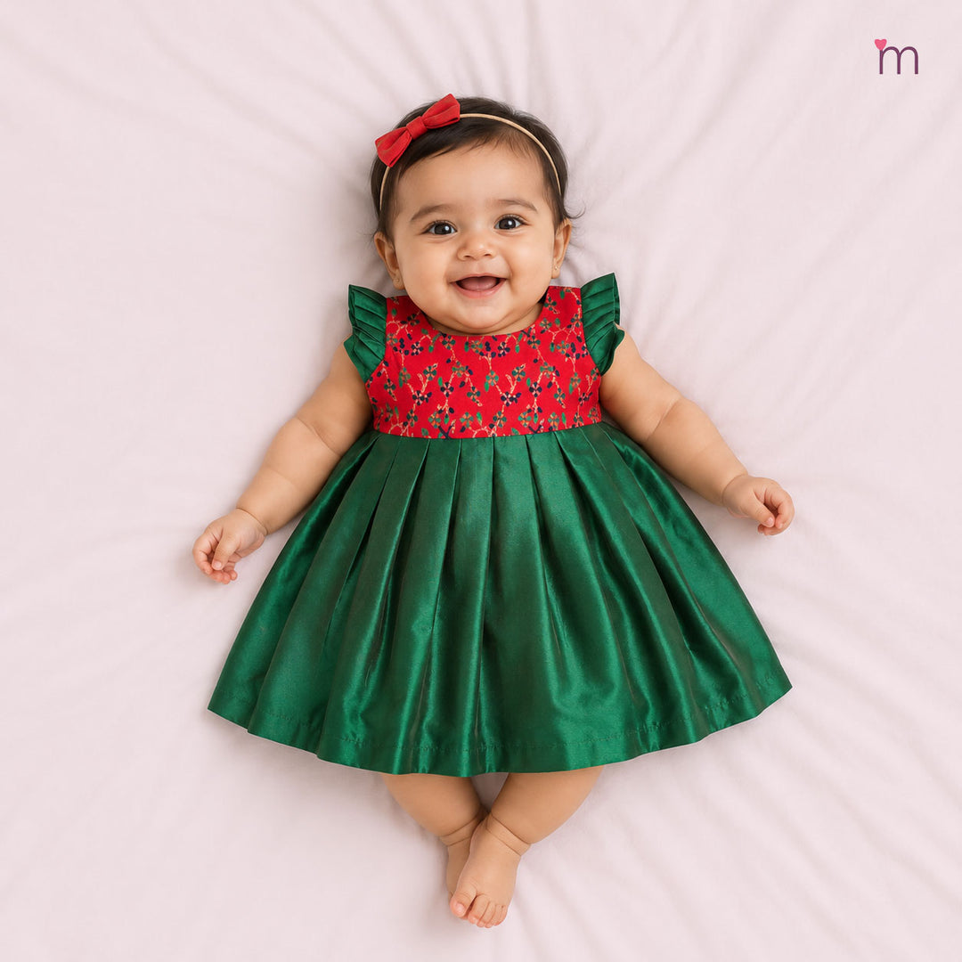 Anika - Red Green Frock Minipattu