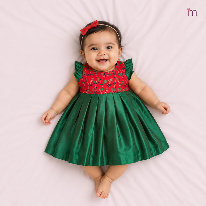 Anika - Red Green Frock Minipattu