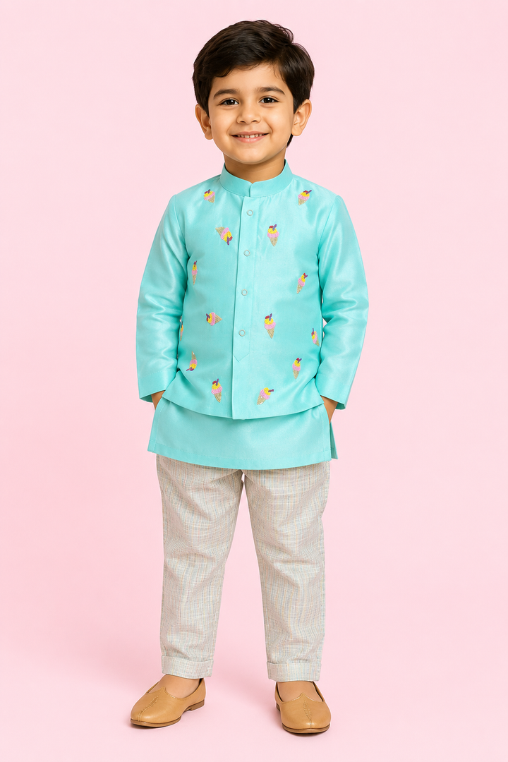 Sharvin - Blue Ice-cream Sherwani set