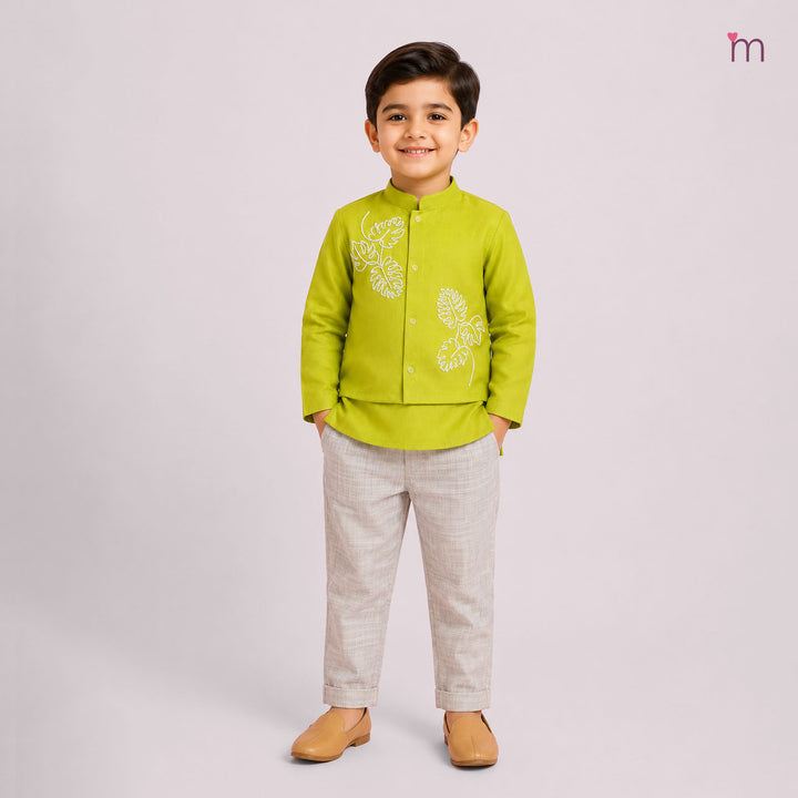 Sharvin - Green Floral Sherwani set