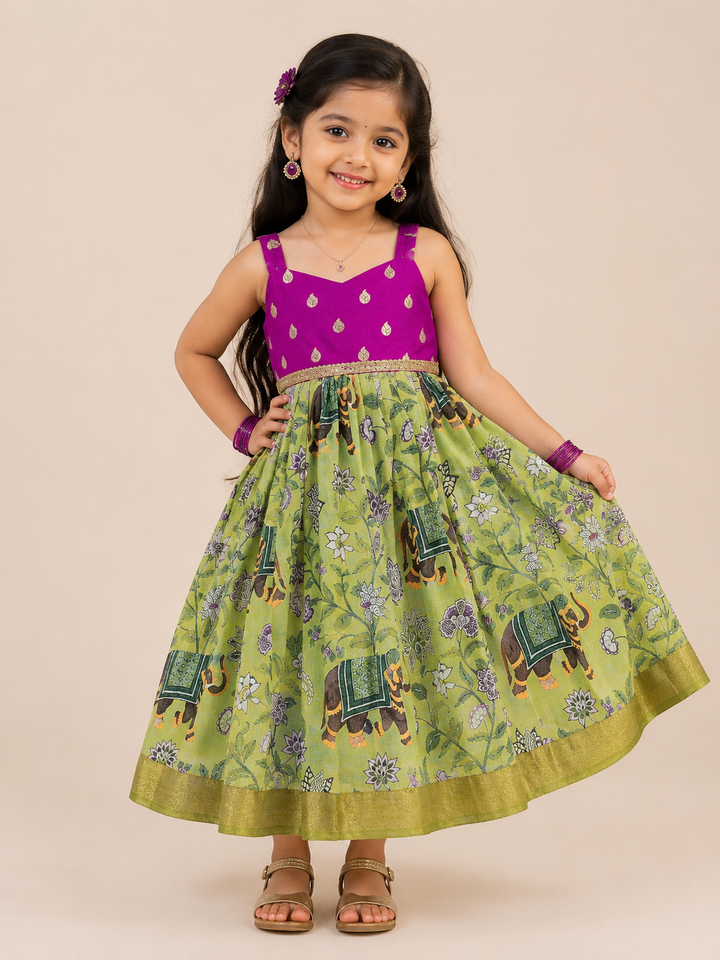 Yasvika - Magenta Green Frock Minipattu