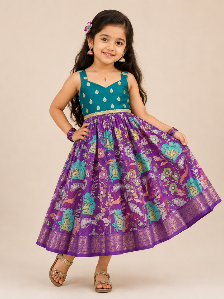 Yasvika - Teal Magenta Frock Minipattu
