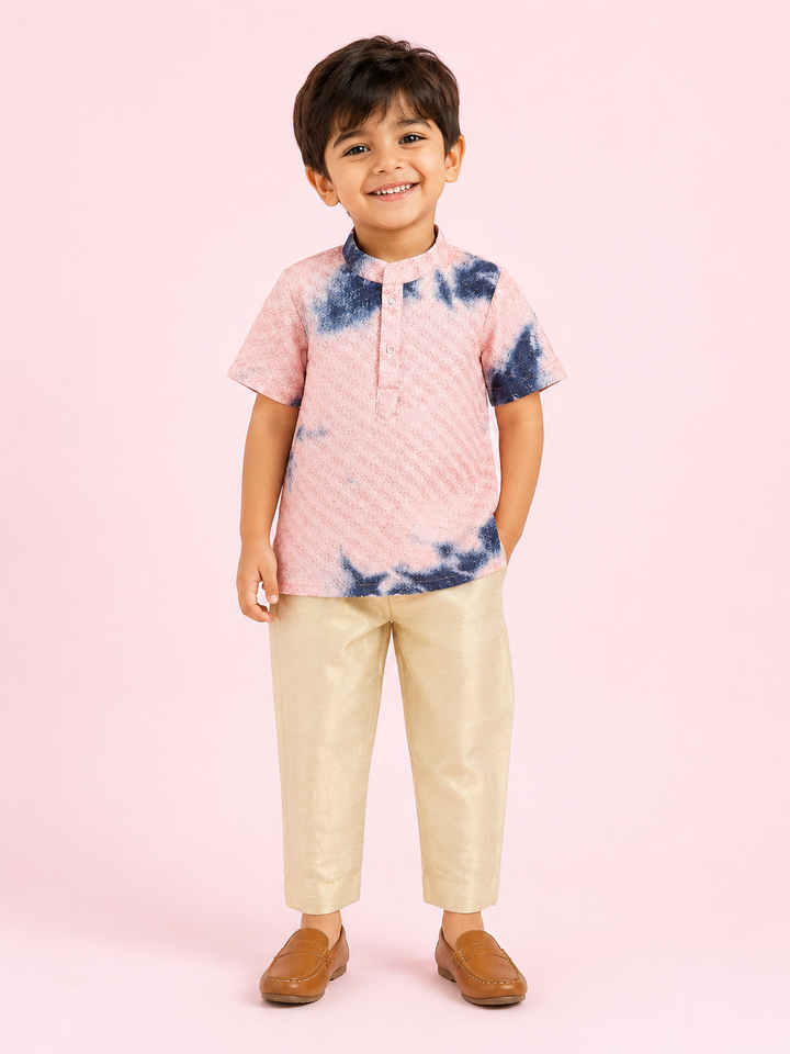 Vaibhav - Peach Tie & dye Kurta & Pant set