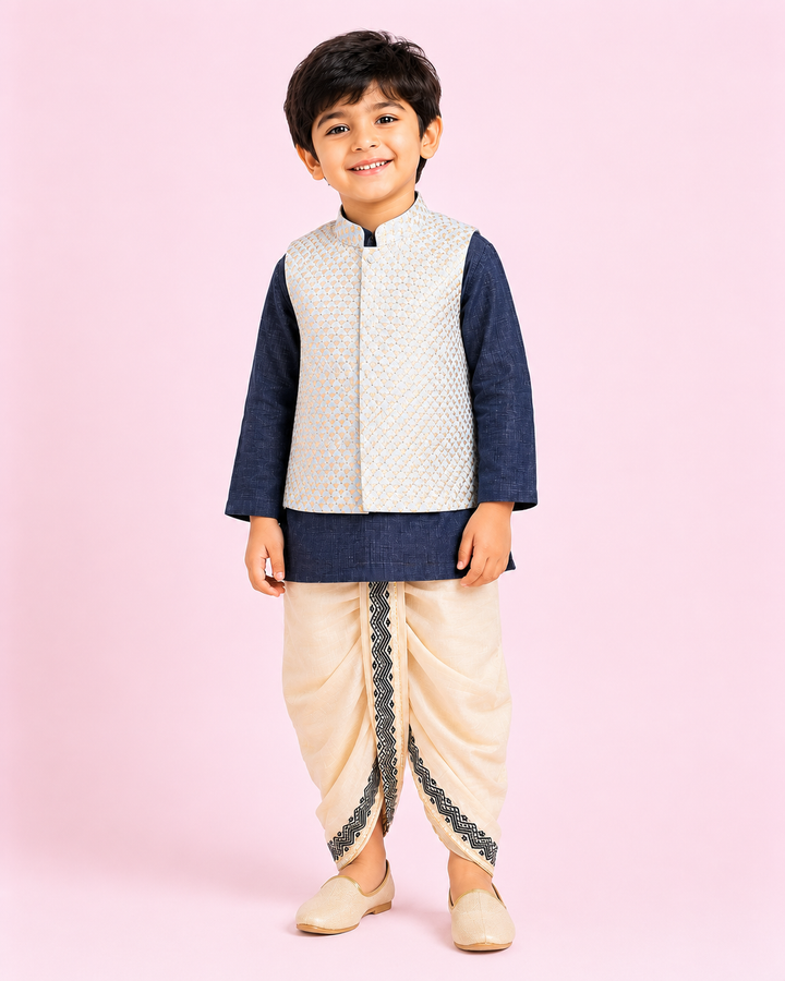 Nishaan - Grey Blue Sherwani set