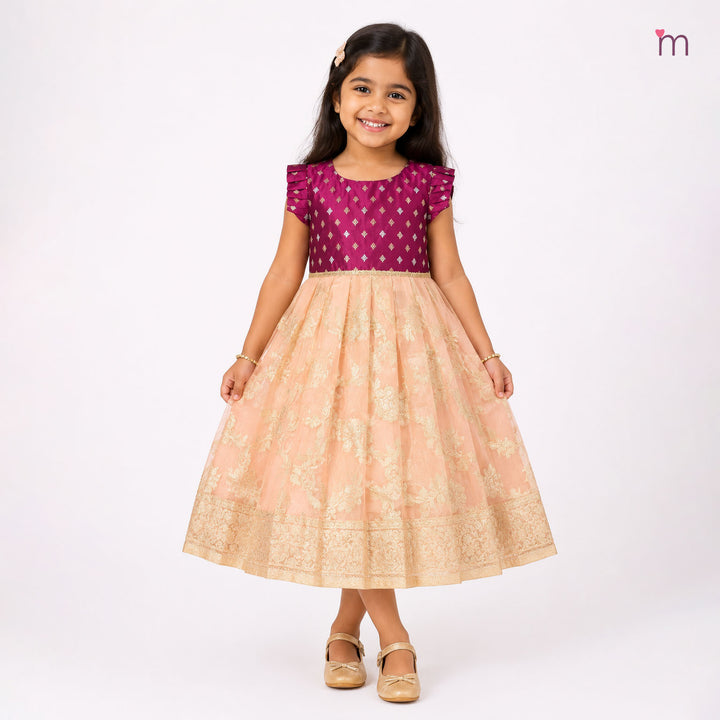 Deepthi - Burgundy Peach Frock Minipattu