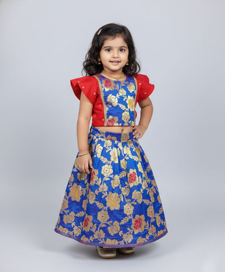 Swastika - Red Blue Designer Minipattu