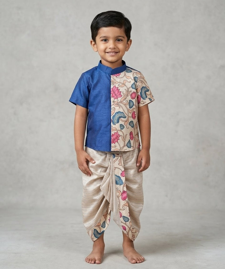 Yuvan -Blue Kurta & Dhothi Set