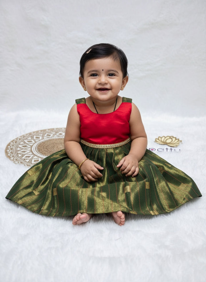 Yamini - Red Green Frock Minipattu