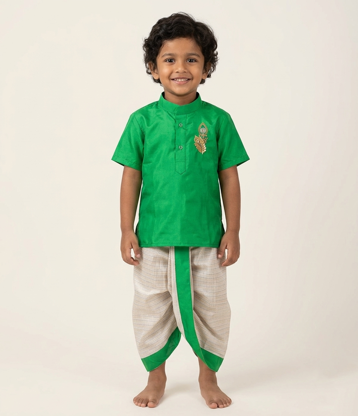 Velan - Thaipusam Green kurta & Dhothi Set