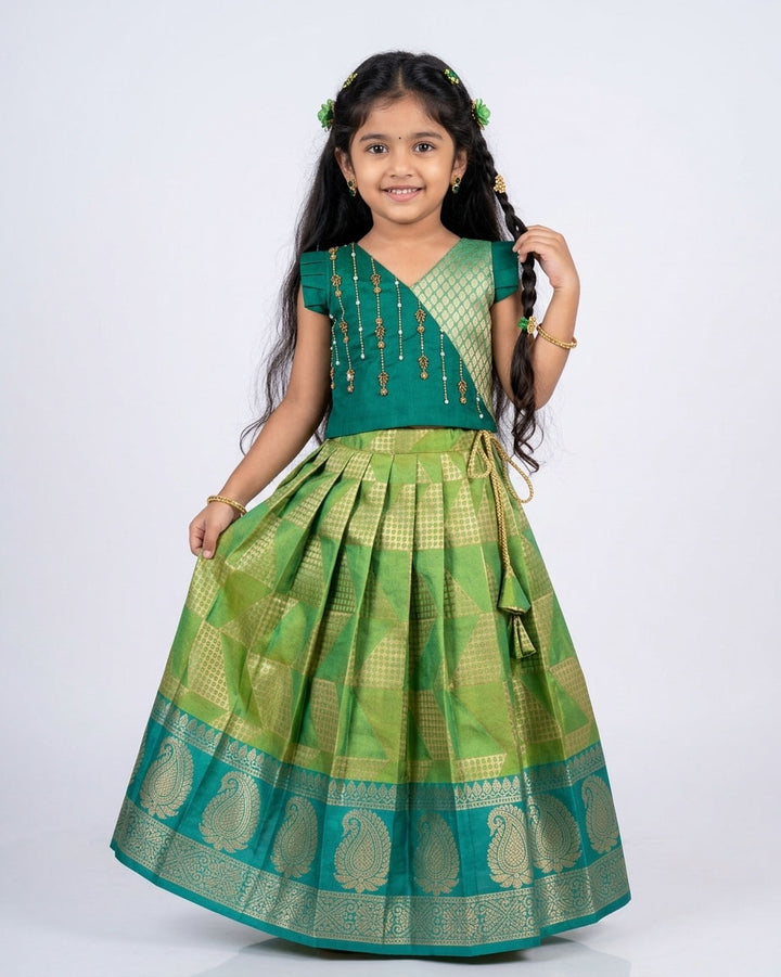 Sreesha - Teal Leaf Green Designer Minipattu