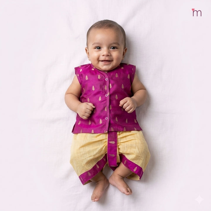 Riyan -  Magenta Jabla Set Minipattu