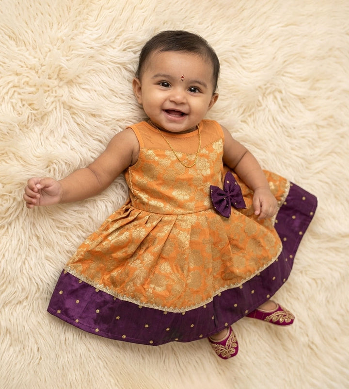 NB Mithra Orange Purple Frock Minipattu