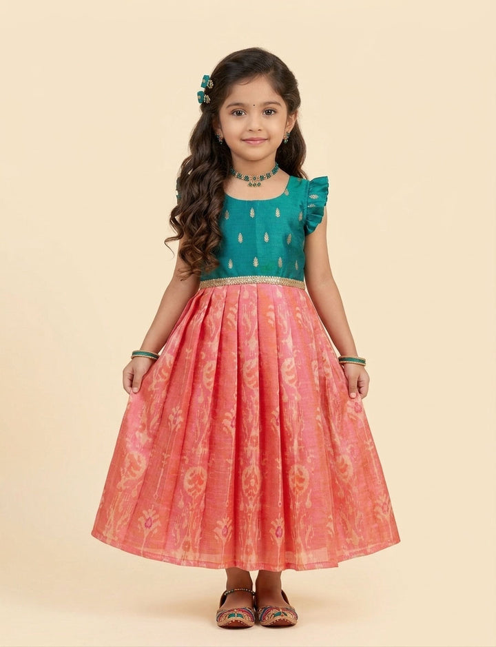 Anusha - Teal Green Frock Minipattu