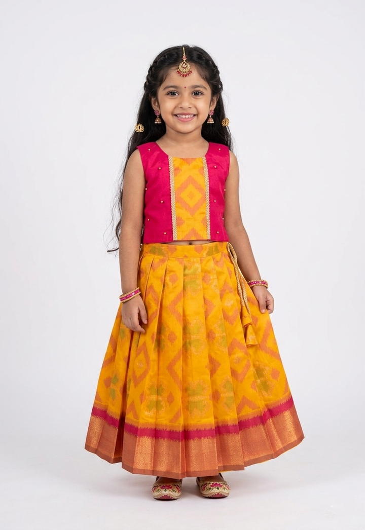 Srimathi - Maroon Yellow Designer Minipattu