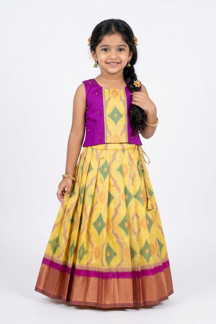 Srimathi - Magenta Lemon Yellow Designer Minipattu