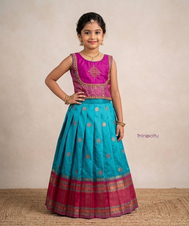 Namratha - Magenta Teal Blue Designer Minipattu