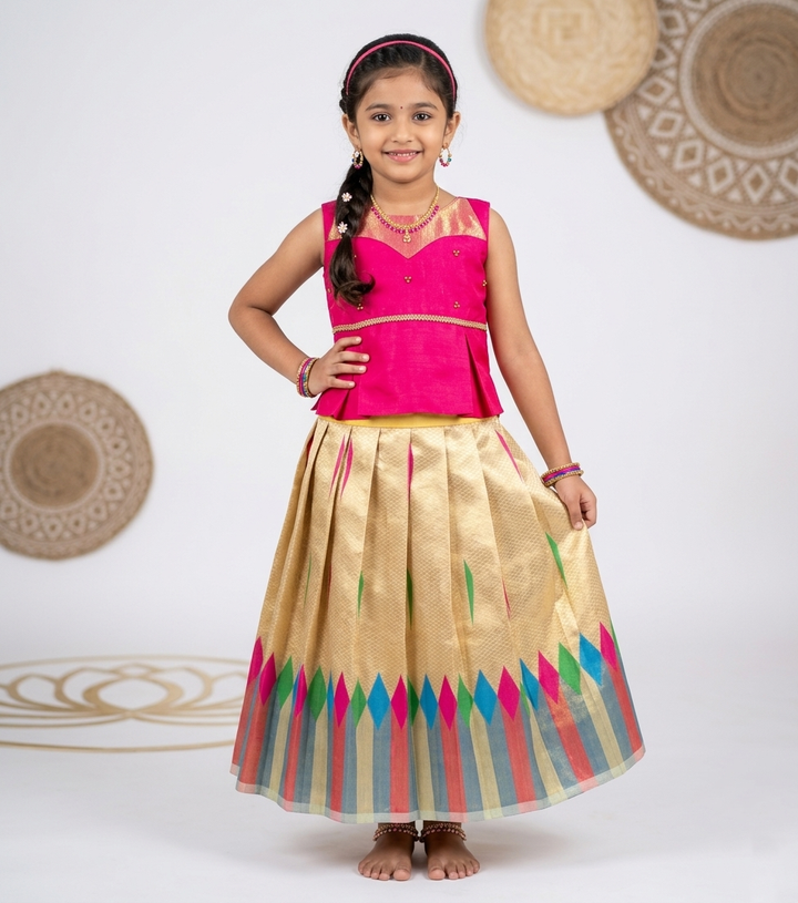 Vaishali - Pink Pattu Pavadai Minipattu