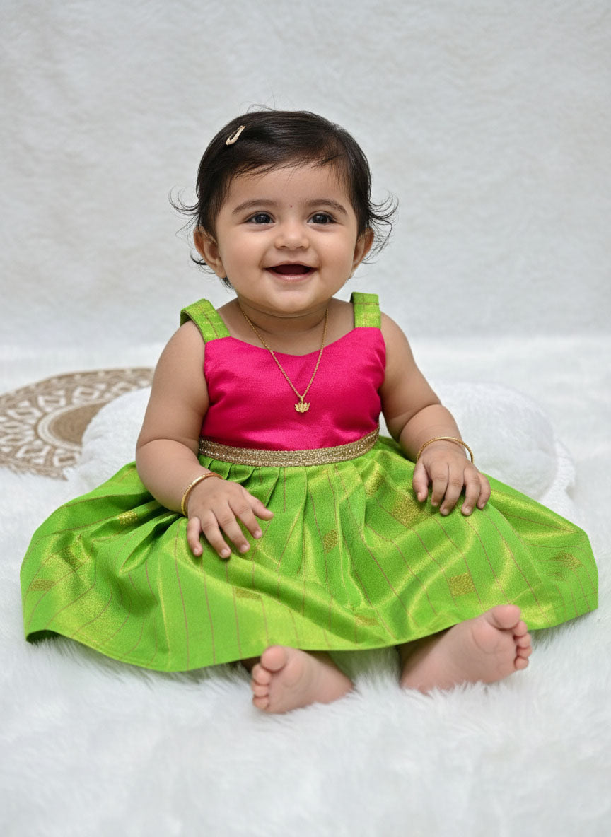 Yamini - Pink Green Frock Minipattu
