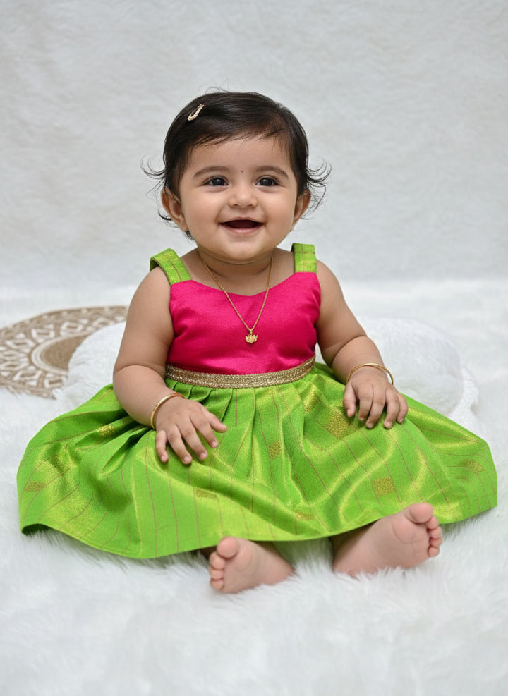 Yamini - Pink Green Frock Minipattu