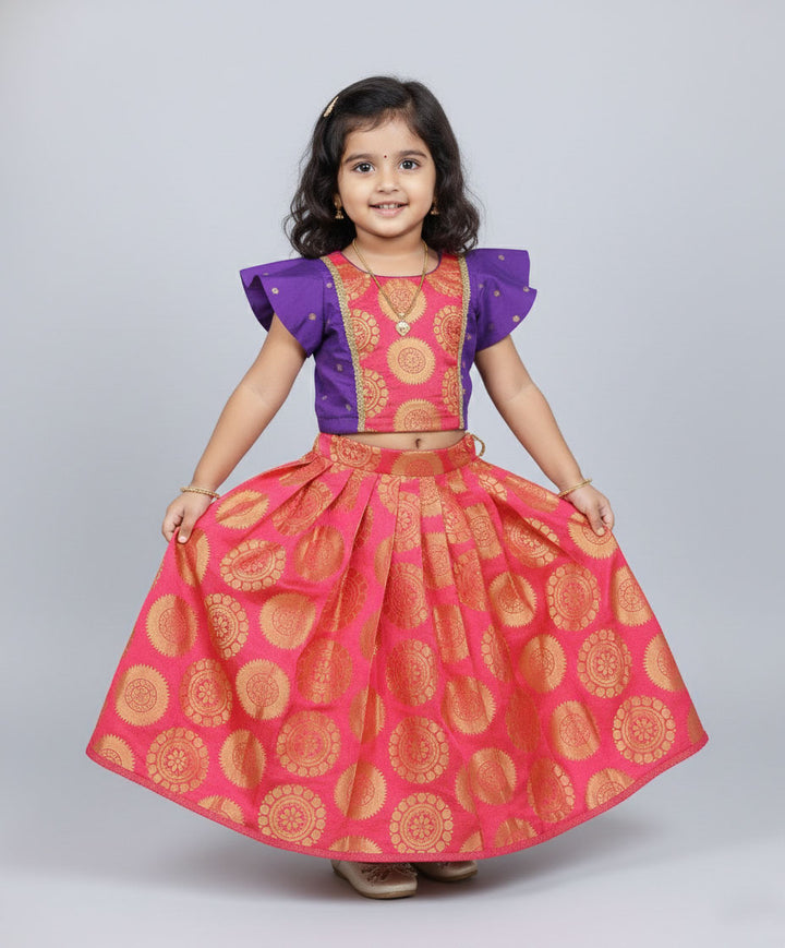 Swastika - Violet Pink Designer Minipattu