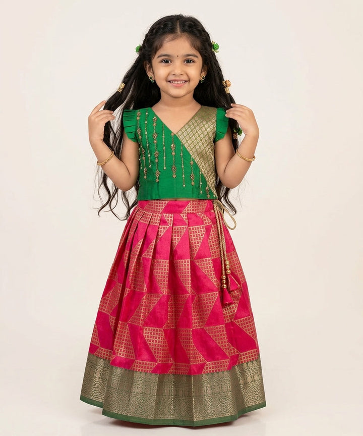 Sreesha - Green Pink Designer Minipattu