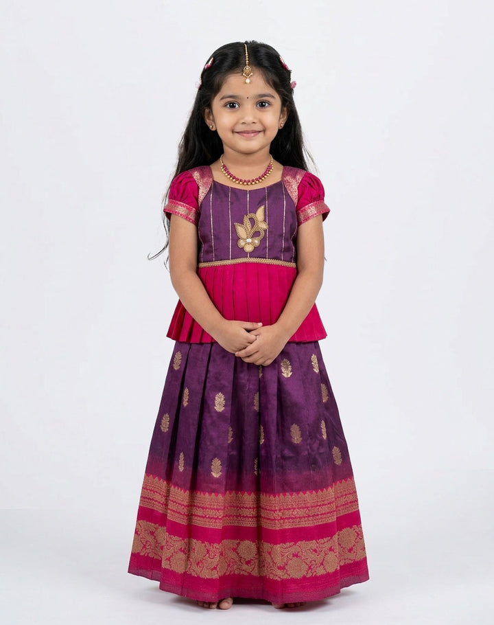Meena - Purple Pink Pattu Pavadai Minipattu