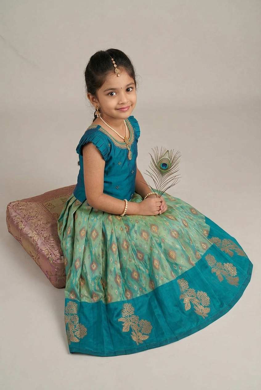 Vaishnavi - Teal Blue Designer Minipattu