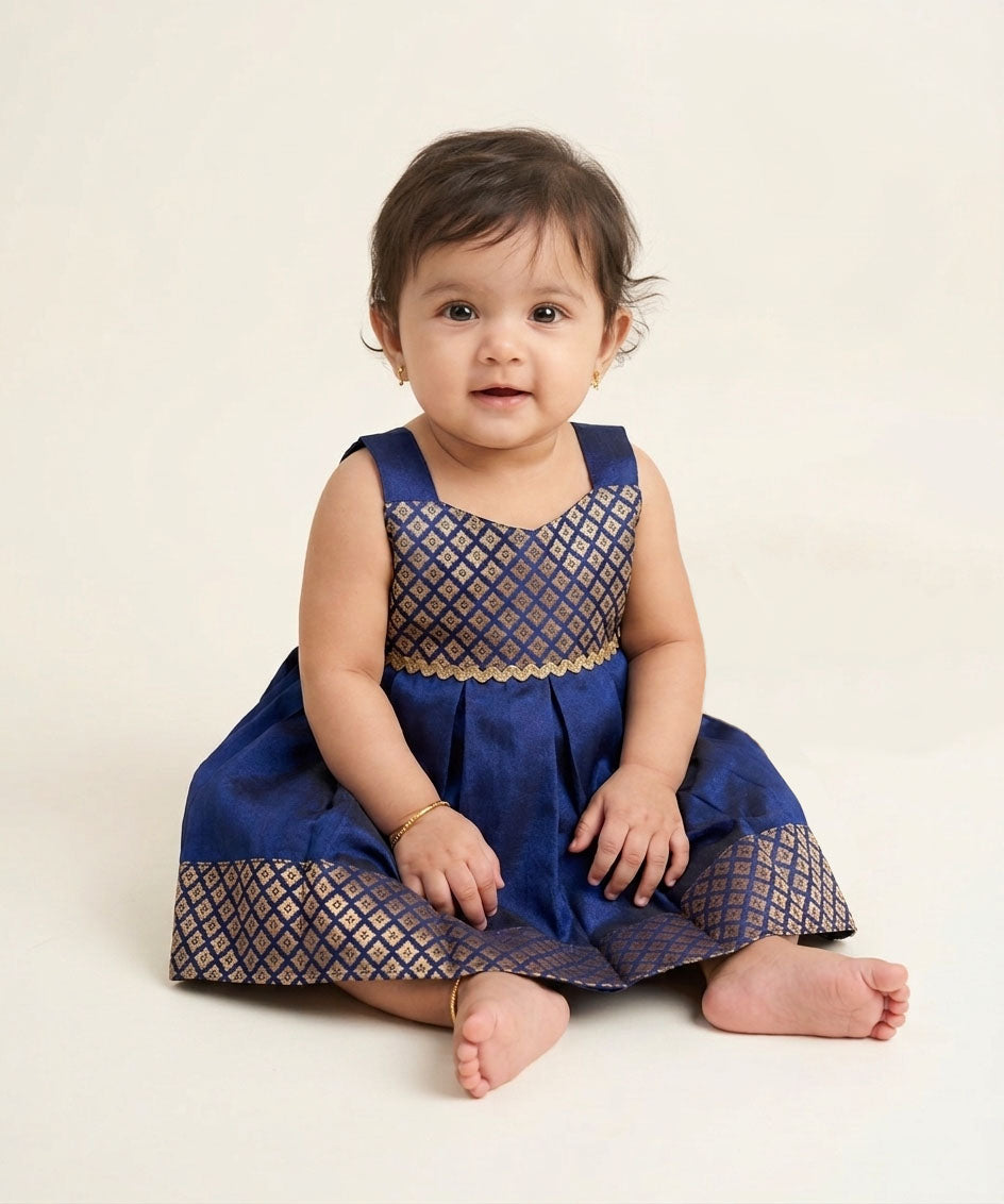 Laya - Navy Blue Frock Minipattu