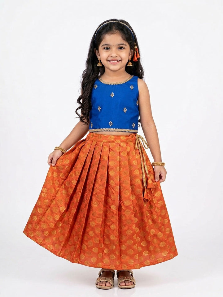 Reena - Royal Blue Rust Designer Minipattu