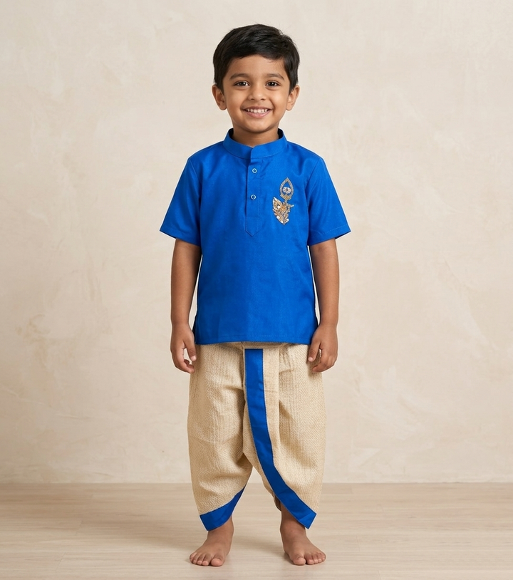 Velan - Thaipusam Blue kurta & Dhothi Set