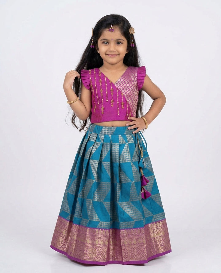 Sreesha - Magenta Blue Designer Minipattu
