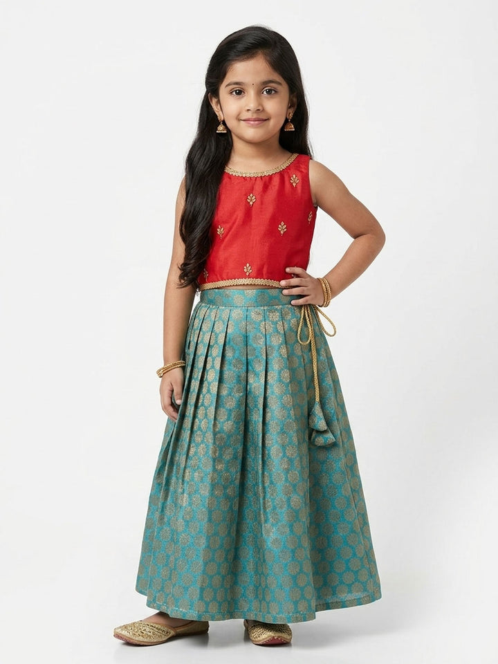 Reena - Red Blue Designer Minipattu