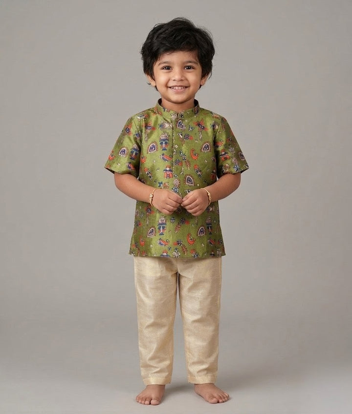 Shreyan - Green Kurta Shirt & Pant Set