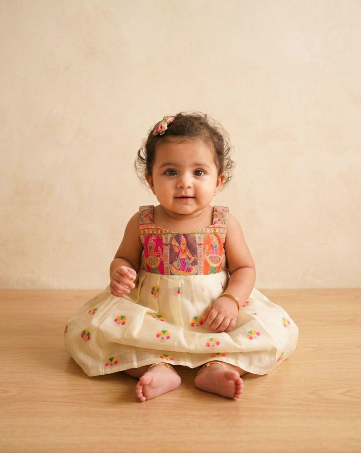 Rishika - Halfwhite Frock Minipattu