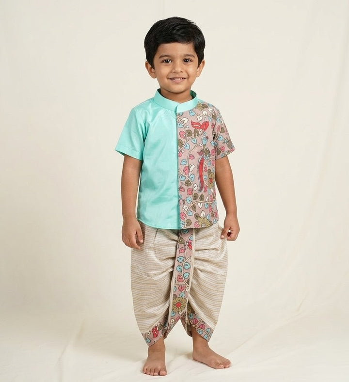Yuvan -Turquoise Kurta & Dhothi Set