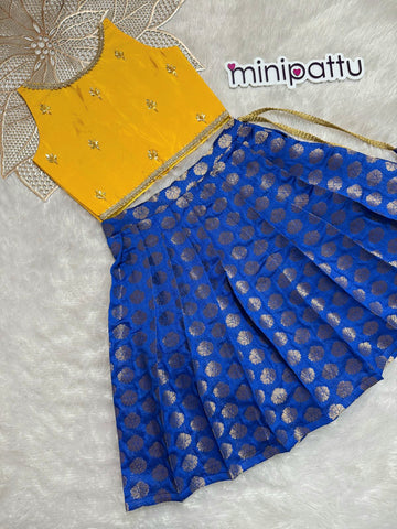 Reena - Yellow Royal Blue Designer Minipattu