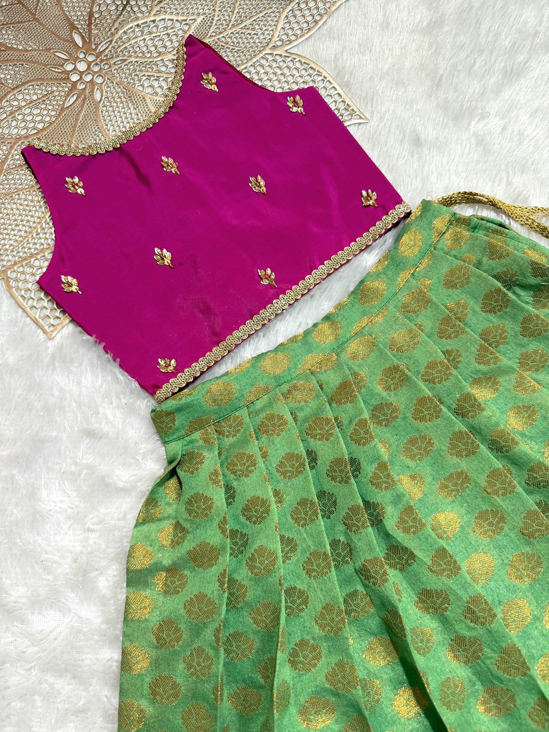 Reena - Pink Green Designer Minipattu