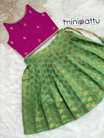 Reena - Pink Green Designer Minipattu
