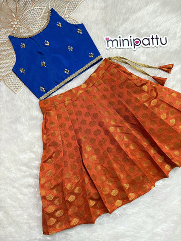 Reena - Royal Blue Rust Designer Minipattu