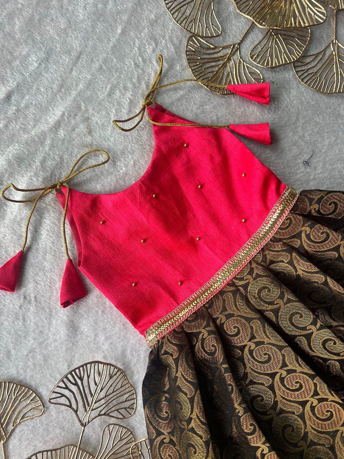 Neha - Pink Black Frock Minipattu