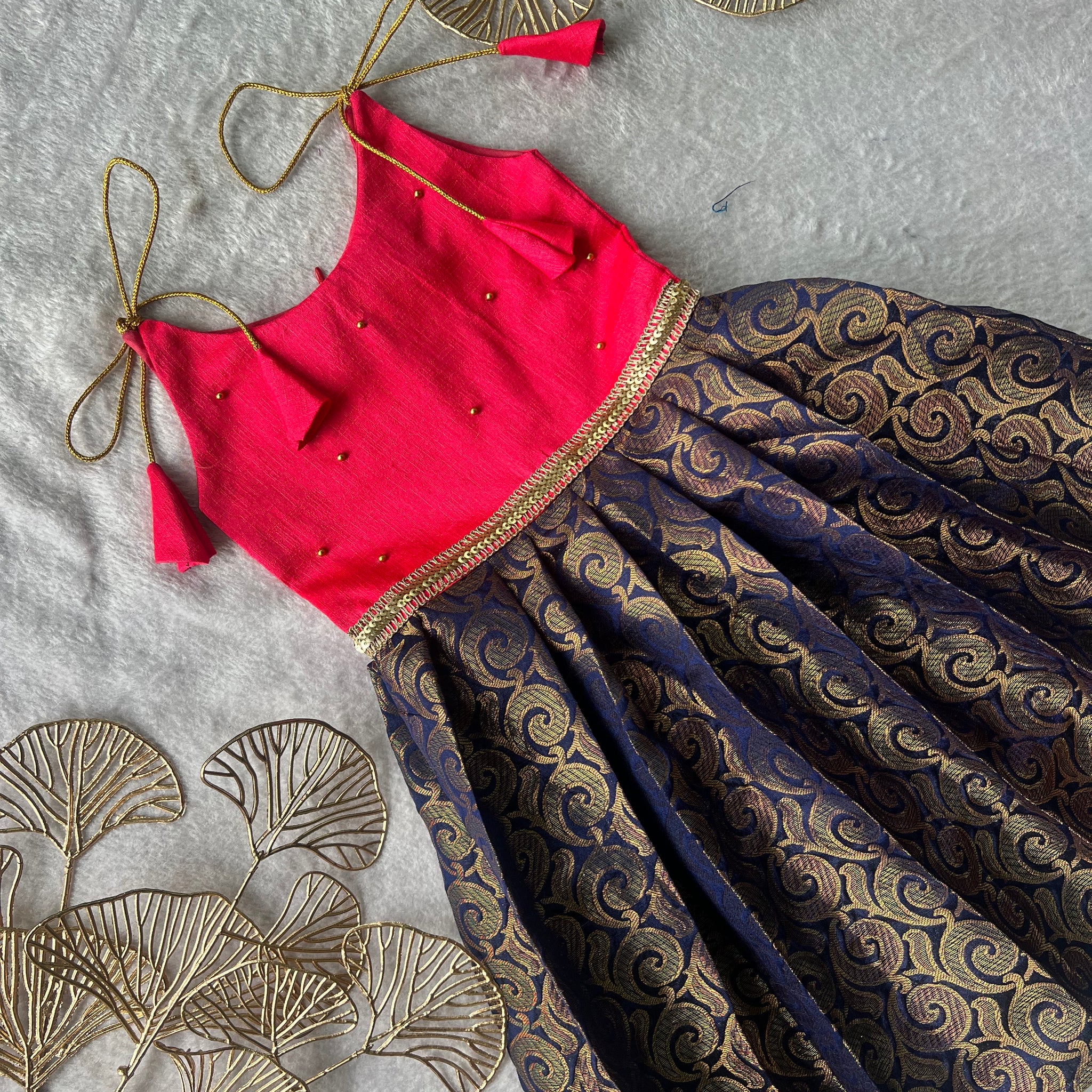 Neha - Pink Navy Frock Minipattu