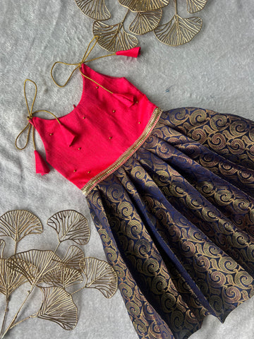 Neha - Pink Navy Frock Minipattu
