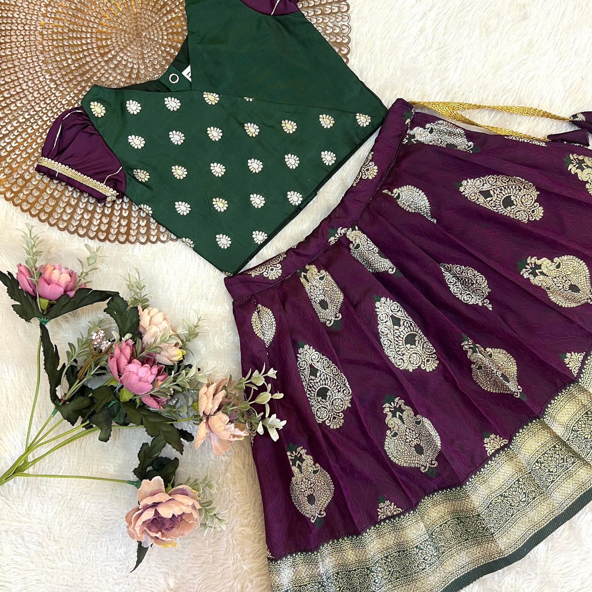 Rashmi - Dark Green Wine Designer Minipattu
