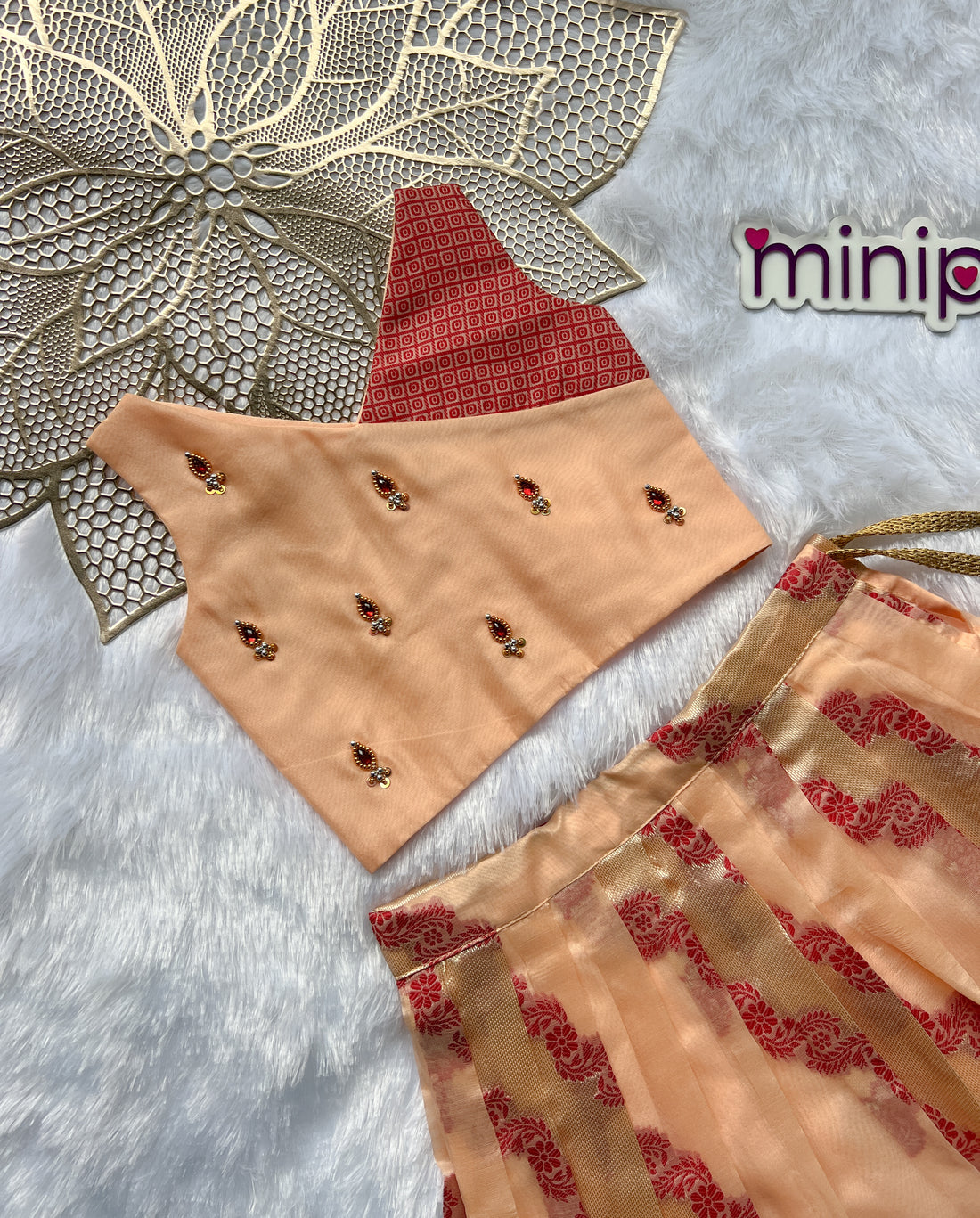 Bindu - Peach Designer Minipattu