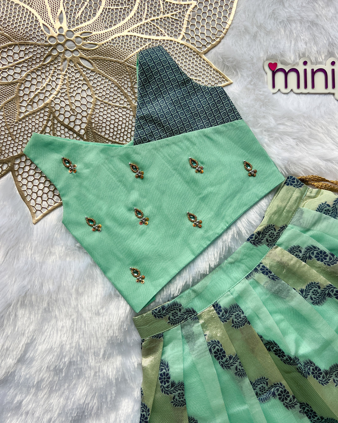 Bindu - Blue Designer Minipattu
