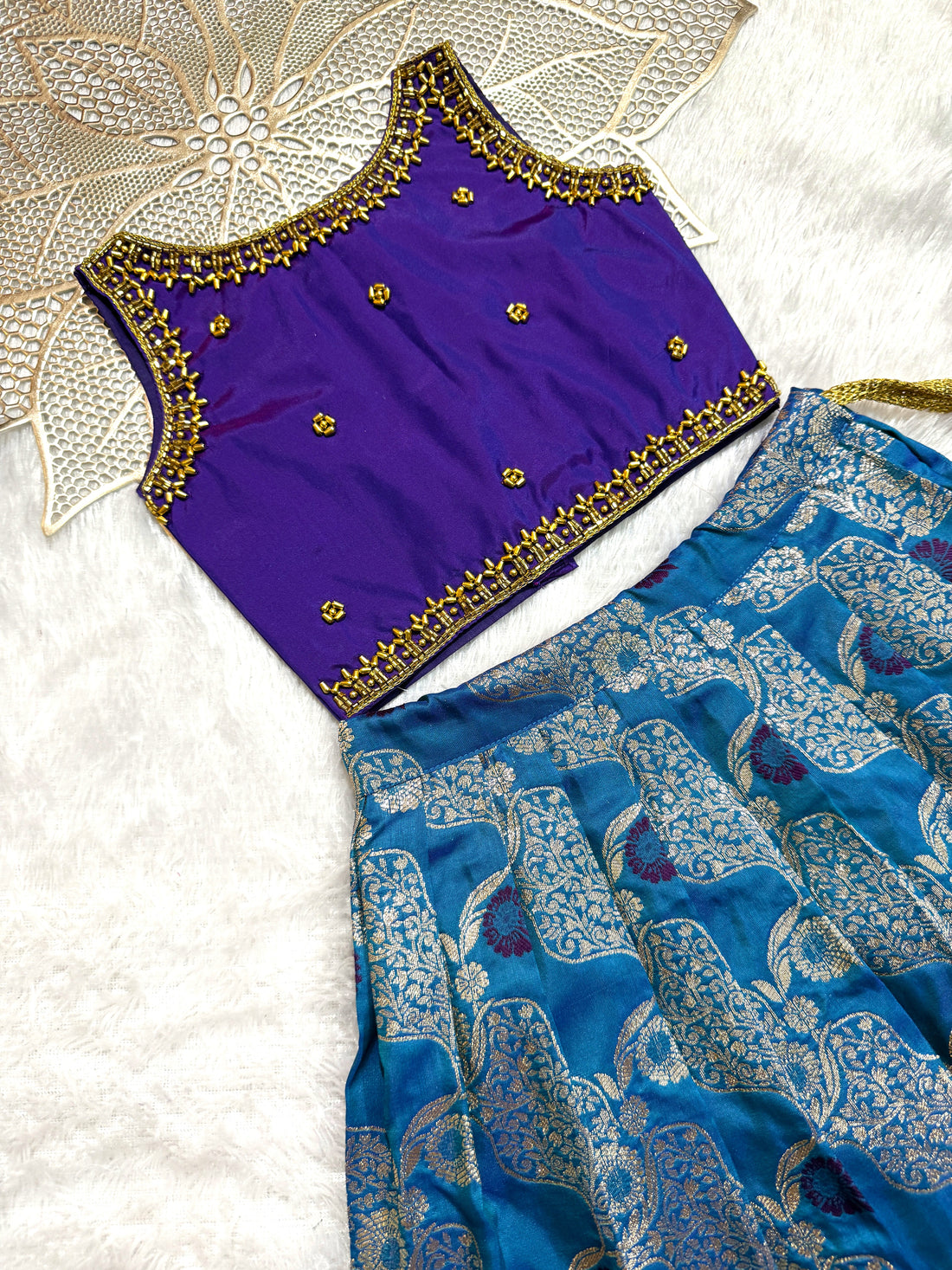 Jhanvi - Voilet Blue Designer Minipattu