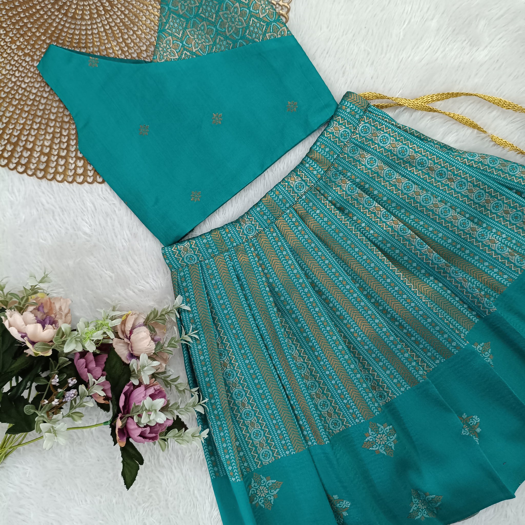 Meera - Teal Blue Designer Minipattu
