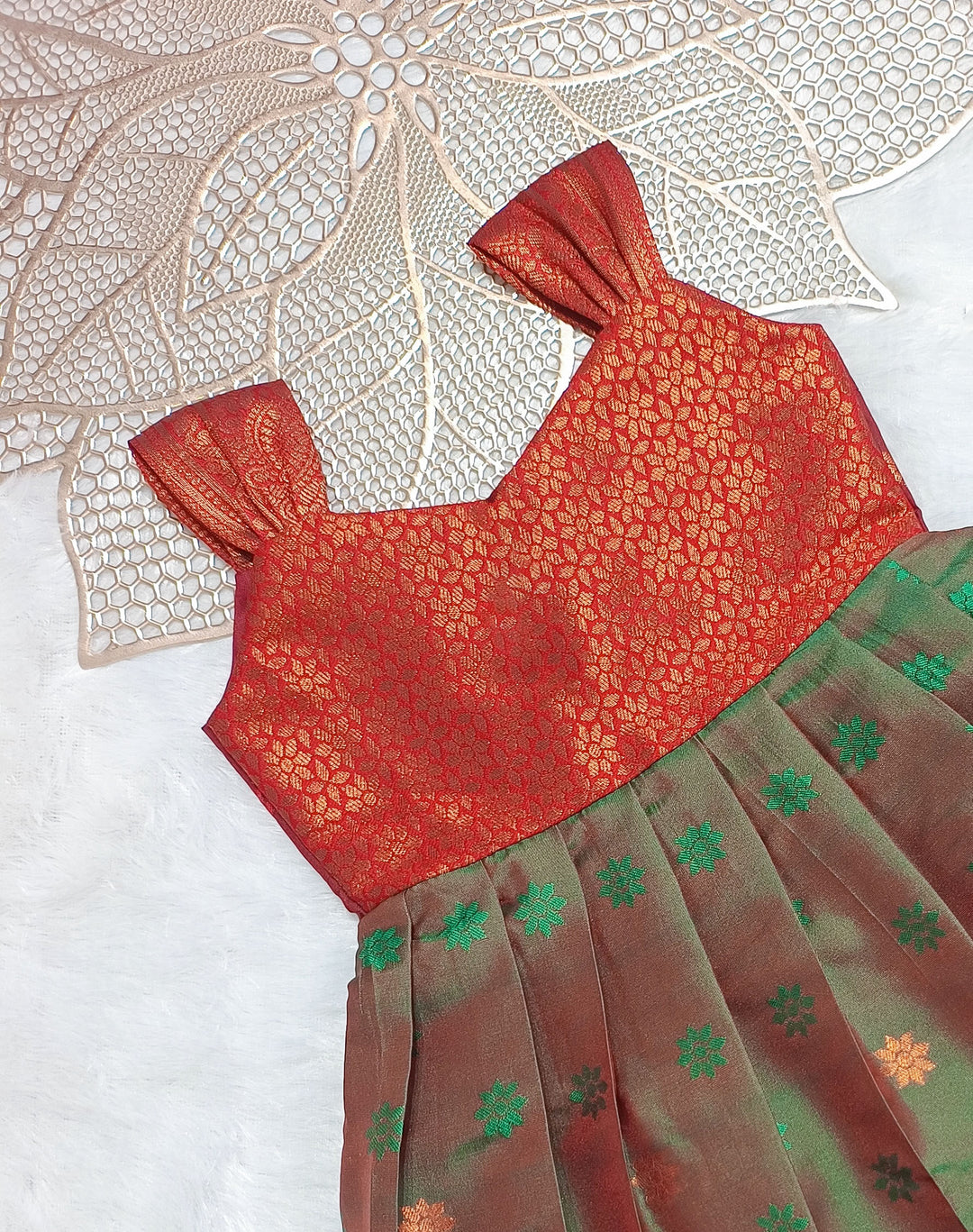 Krithi - Maroon Green Frock Minipattu